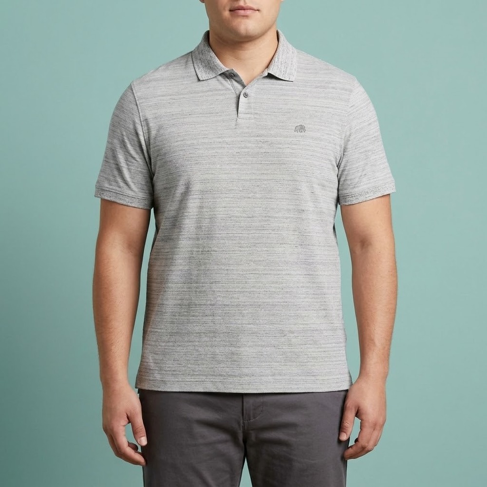 Banana Republic Grey Slub Jersey Performance Polo Shirt Men Large EUC